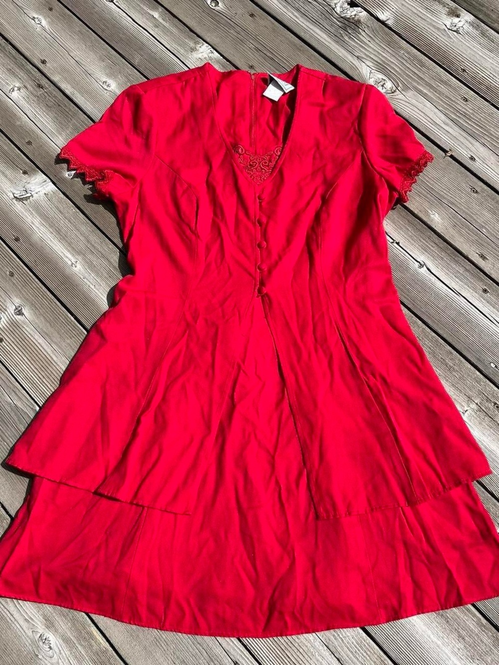 D.B.Y. bright red layered vintage mini dress